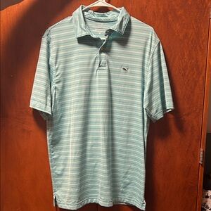 Vineyard Vines Men's Aqua Striped Polo Shirt